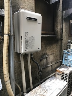 大阪府寝屋川市 O様 リンナイ給湯器 RUX-A1616W-E 16号オートストップ給湯専用給湯器 交換工事 交換後